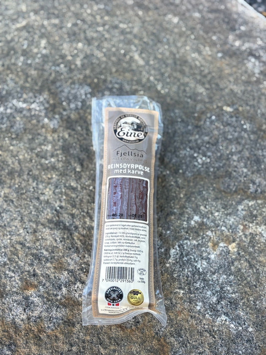 Eine reinsdyrpølse med karve, ca. 250 g